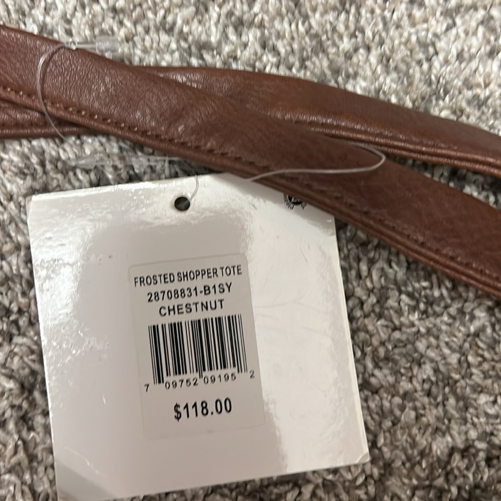Belle France NWT Frosted Shopper Tote in Chestnut - Picture 2 of 7